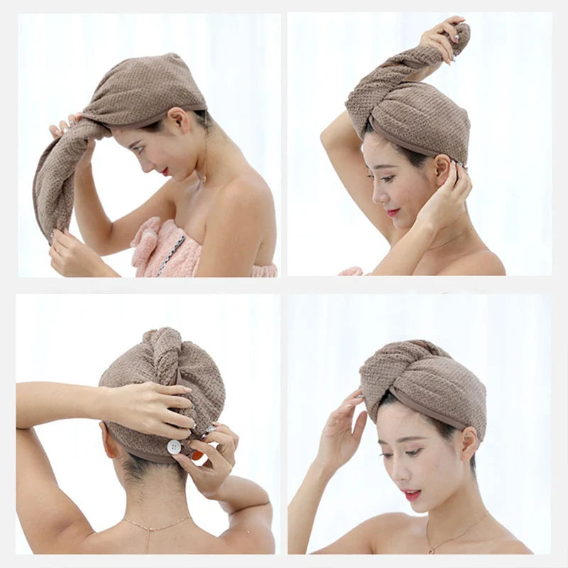 Womens Hair Drying Hat Quick-dry Hair Towel