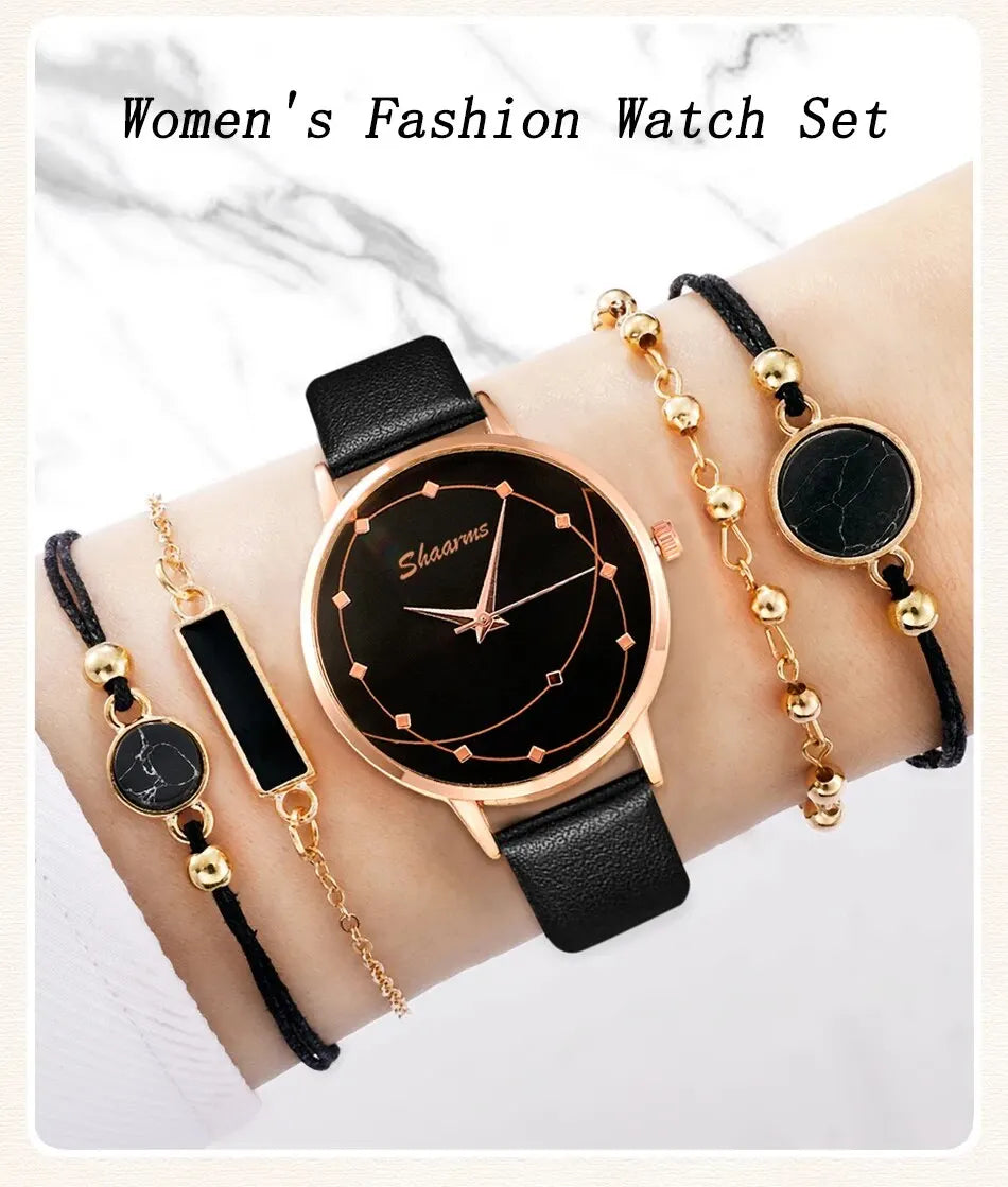 5pcs Set Women Fashion Watch