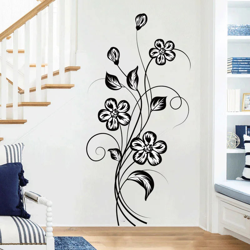 1PC Beautiful Atmosphere Black Flower Sticker