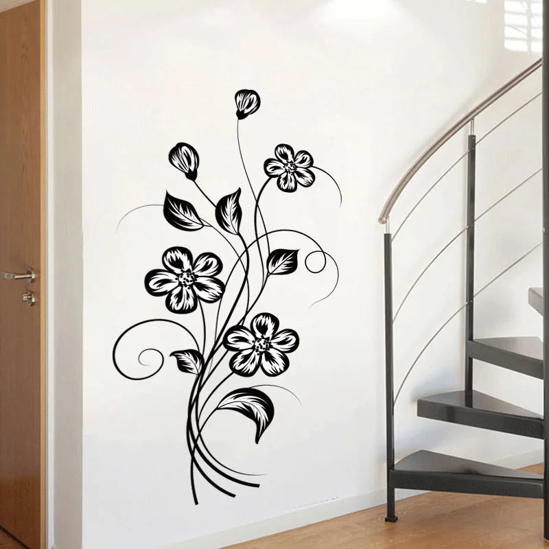 1PC Beautiful Atmosphere Black Flower Sticker