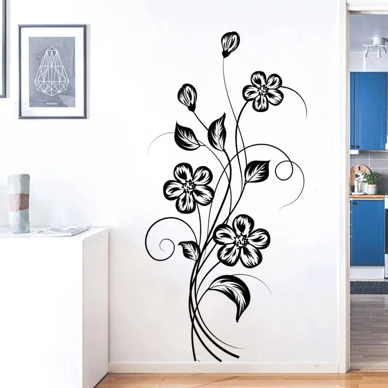 1PC Beautiful Atmosphere Black Flower Sticker