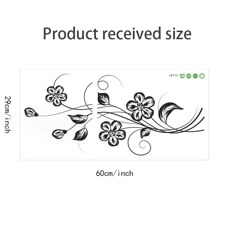 1PC Beautiful Atmosphere Black Flower Sticker