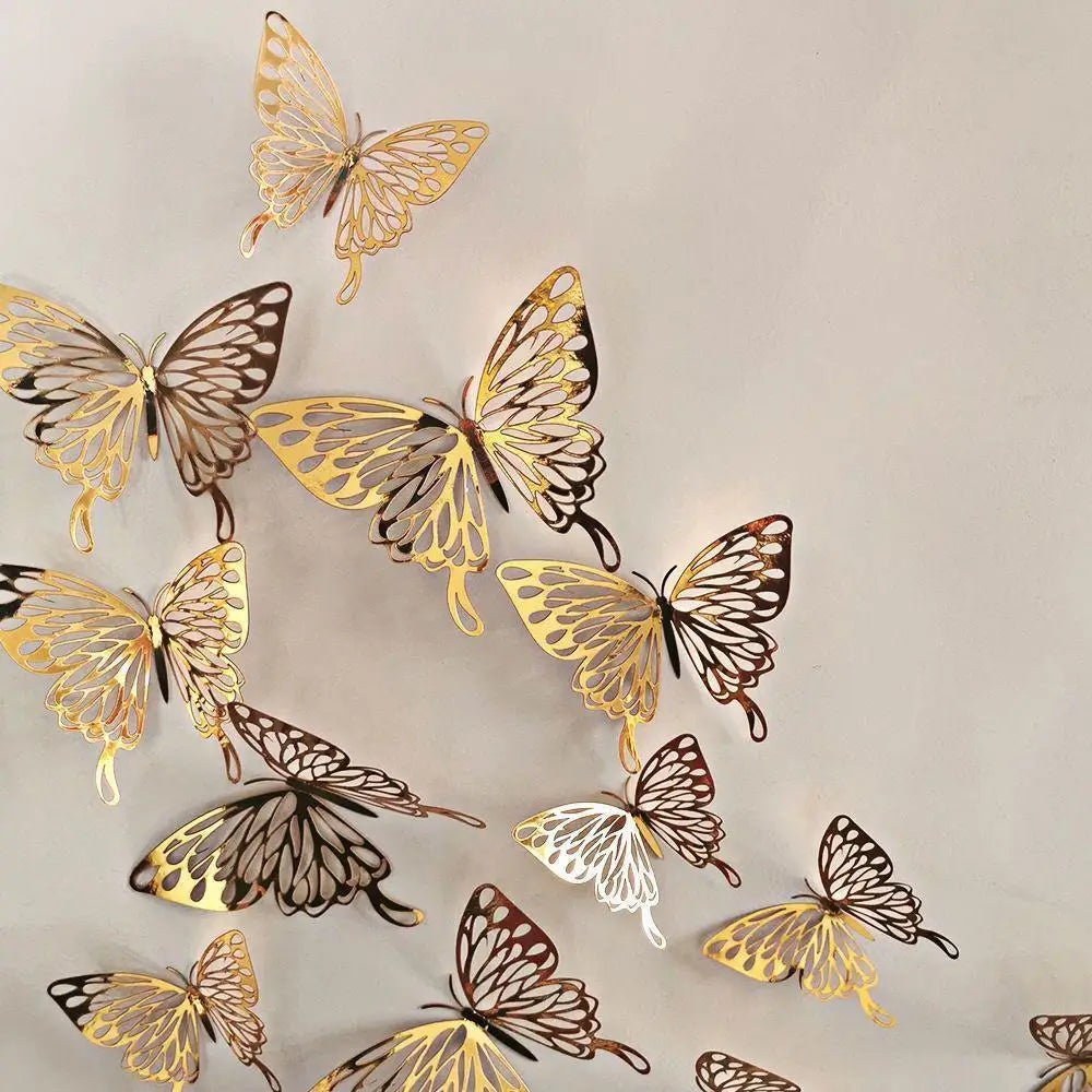 12Pcs/lot 3D Butterfly Mirror Wall Sticker