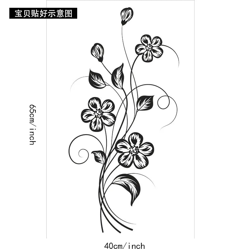 1PC Beautiful Atmosphere Black Flower Sticker