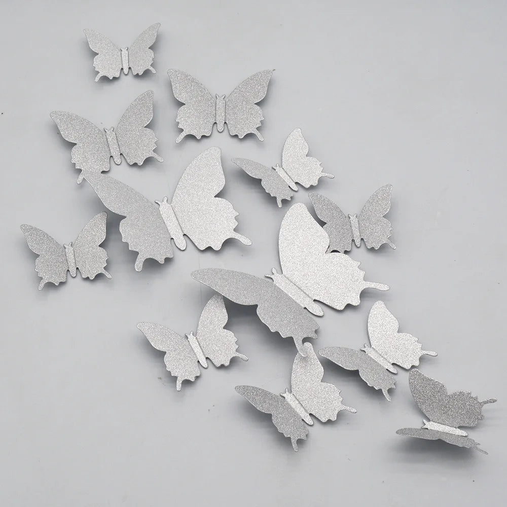 12Pcs/lot 3D Butterfly Mirror Wall Sticker