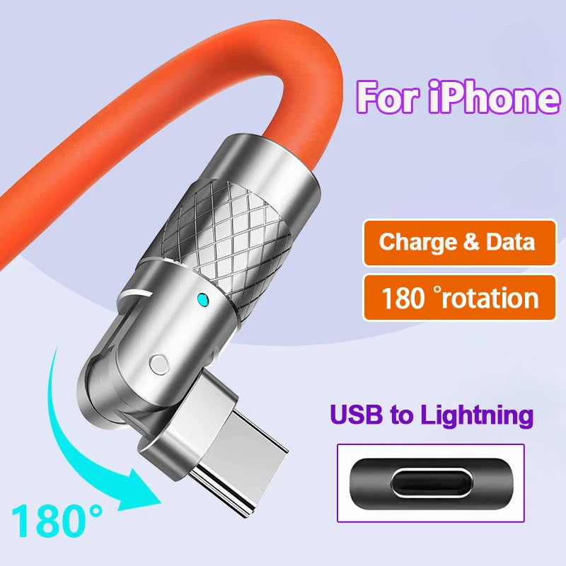 180° Rotation Gaming 120W Type C Fast Charging Cable